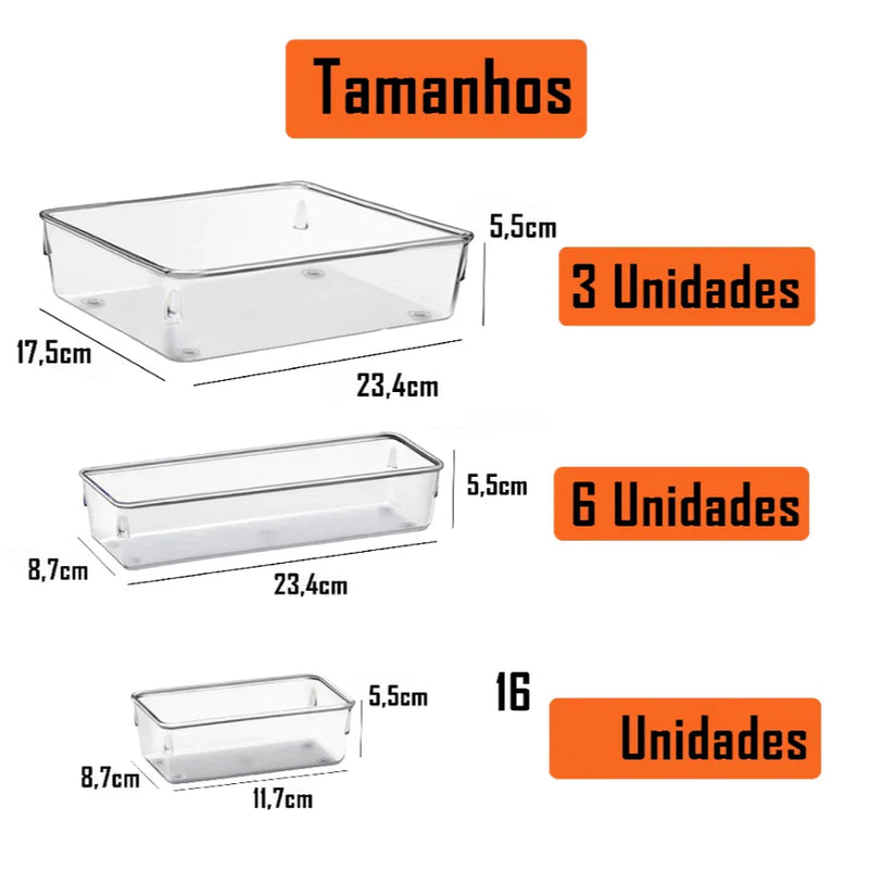 Kit com 25 Organizadores Multiuso Modulares