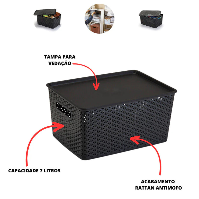 Kit Com 6 - Cesto Caixa Organizadora Rattan